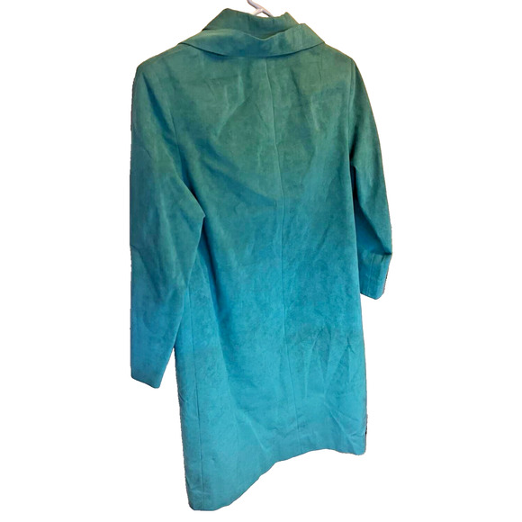Pete’ Fashions Vintage Teal Faux Suede Coat Hong Kong Designer Hyatt Hotel Shop - Picture 2 of 3